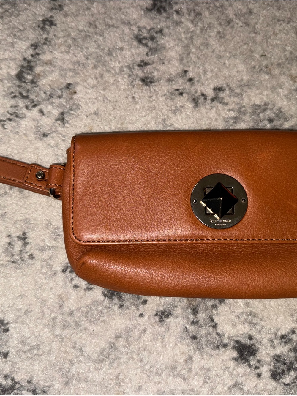 Kate Spade  Wristlet Wallet Chrystie Street Evan Turn Lock Flap Saddle $198